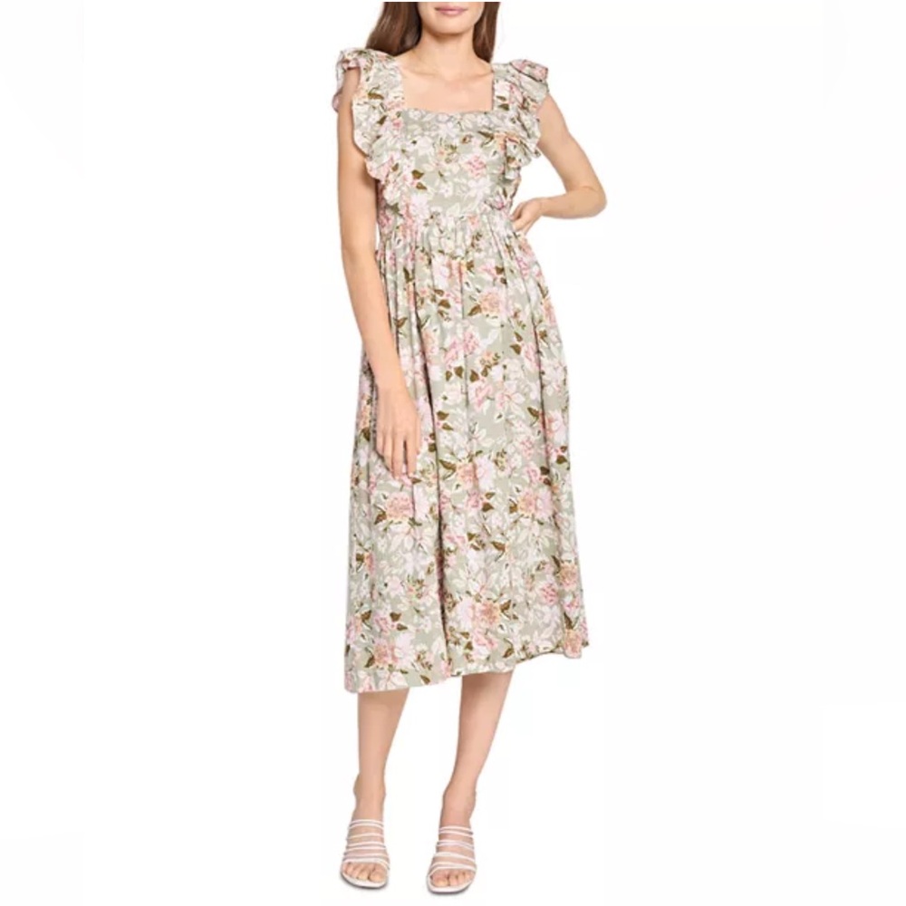 En Saison “Maris” Floral Ruffle Sleeve Midi Dress